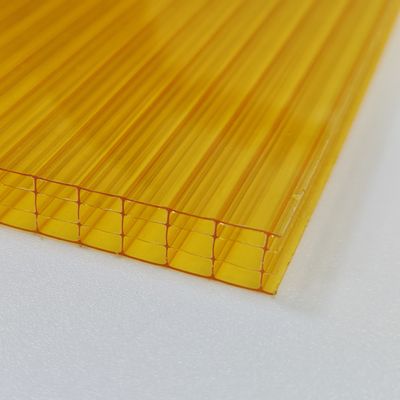 Yellow 10mm Four Layer Polycarbonate Hollow Sheet Ultimate Combination Of Insulation Impact Resistance And UV Protection