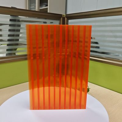 16mm Orange Polycarbonate Hollow Sheet High Strength Lightweight Thermal Insulation Customizable Lengths