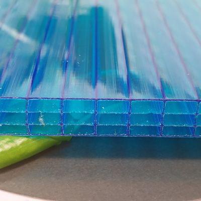 14mm Blue Four Layer Polycarbonate Sheet With Self-extinguishing And UV-resistant Properties For Facades And Canopies