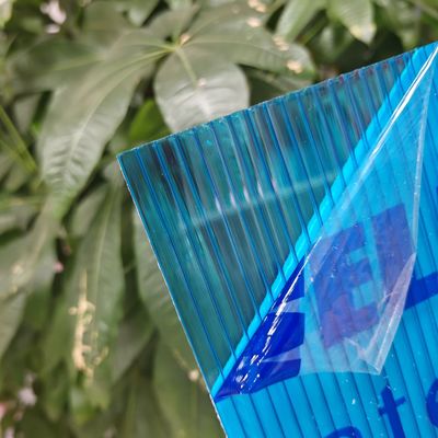 4feet*8feet Blue Polycarbonate Hollow Sheet with UV Protection and Multi-Wall Structure for Structural and Aesthetic Applications