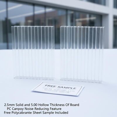 Good price 2.5mm Solid and 5.0mm Hollow Thickness Of Board PC Canopy Noise Reducing Feature Free Polycarbonate Sheet Sample Included online